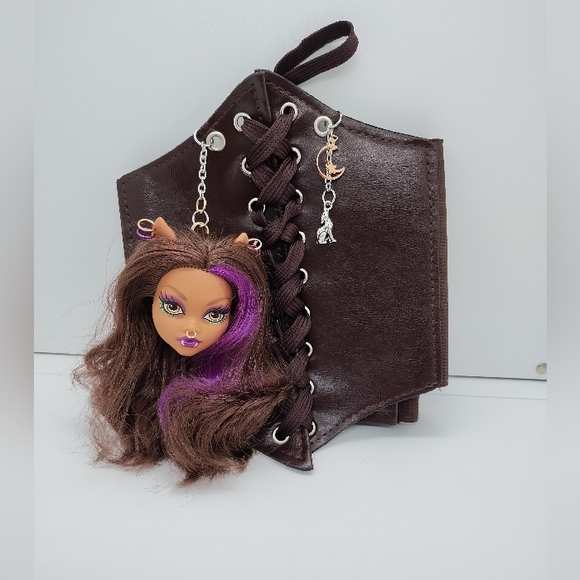 Clawdeen Wolf Monster High Doll Head Corset Belt Brown Silver Chains Gold Charms - Picture 3 of 11